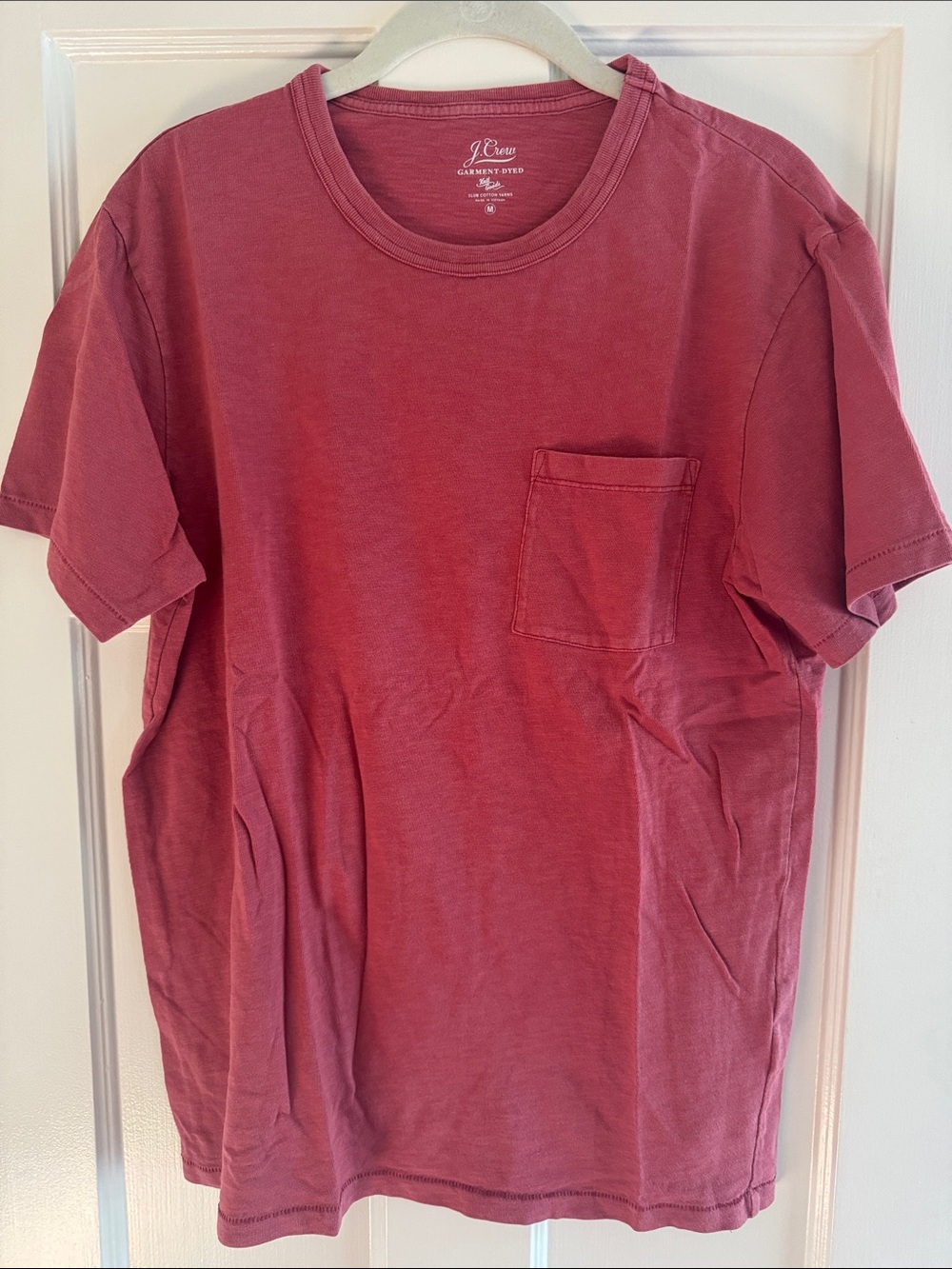 J. Crew Men’s Garment-Dyed Pocket Crewneck T-Shirt in Washed Berry